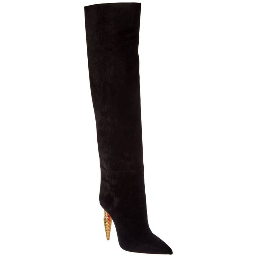 Christian Louboutin Suede Knee Boot, Black